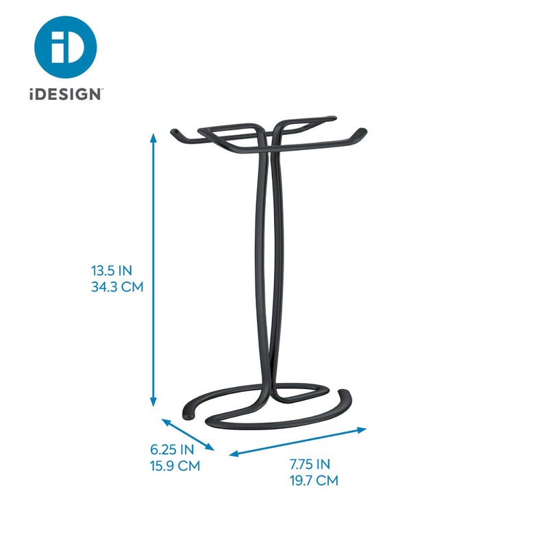 InterDesign iDesign 55637 Axis Metal Free-Standing Hand Towel Drying Rack for Master, Guest, Kids' Bathroom, Laundry Room, Kitchen, Holds Two, 7.75" x 6.25" x 13.5", Matte Black - Image 4