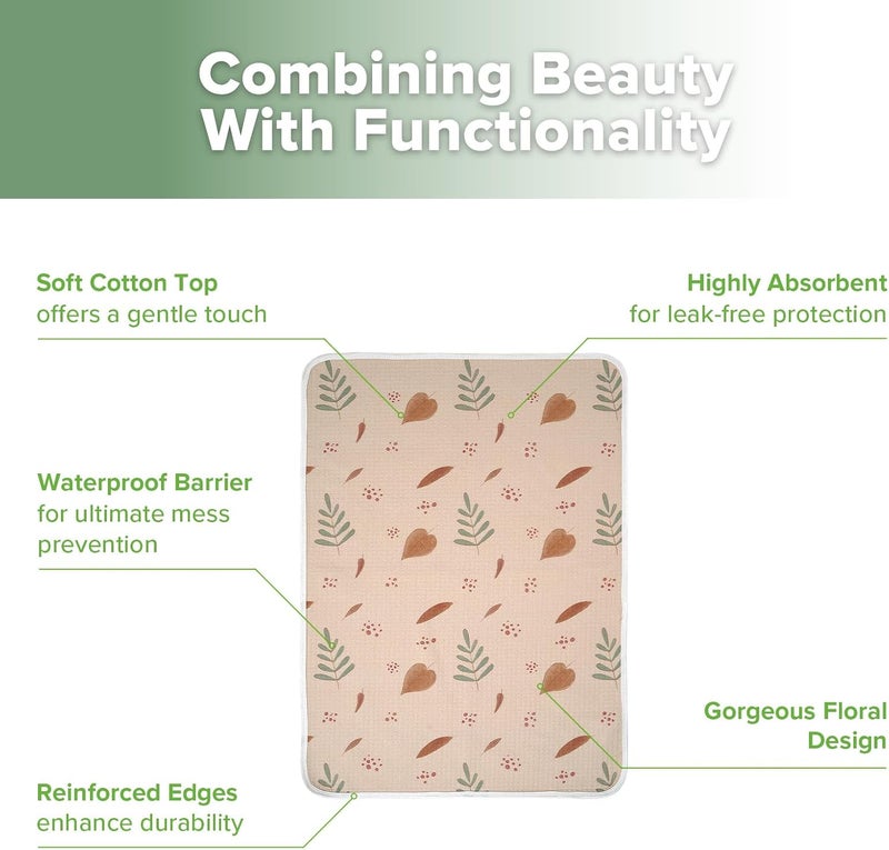 haakaa Waterproof Changing Pad Liners, 100% Cotton, Soft & Breathable (1pc, 19.5" x 27.5" Love Leaves) - Image 4