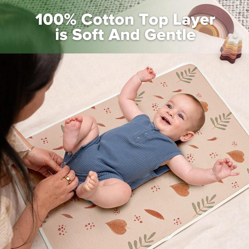 haakaa Waterproof Changing Pad Liners, 100% Cotton, Soft & Breathable (1pc, 19.5" x 27.5" Love Leaves) - Image 2