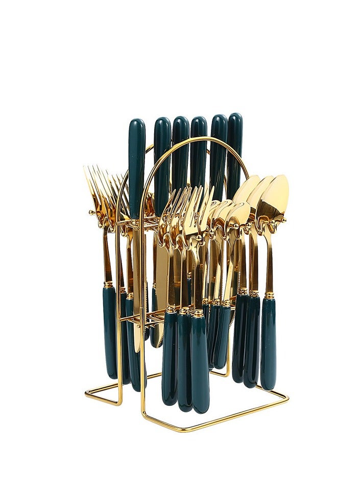 KUYING Stainless Steel Tableware Set Of 24 Pieces Western Knife Fork Spoon Set  - Image 1