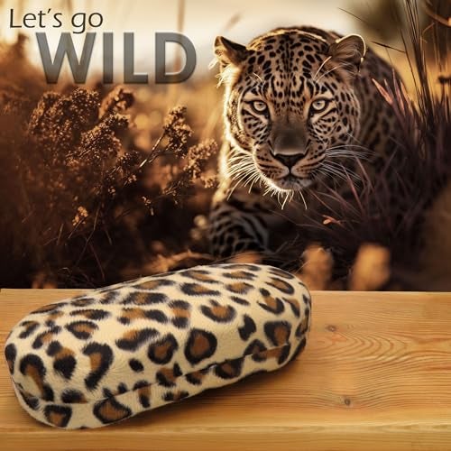MyEyeglassCase - Premium Leopard Animal Print Hard Shell Sunglass Case with Microfiber Pouch & Cleaning Cloth - Glasses Case - Medium to Large Eyeglass Case for Men and Women (AS87 Leopard white) - Image 2