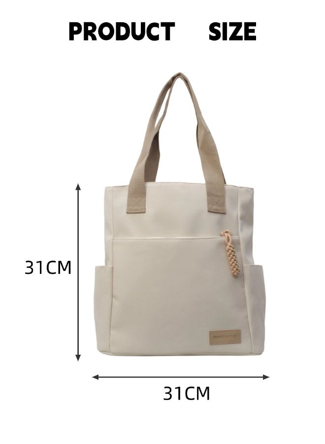 شيبشيب حقيبة توت قماشية (كانفس) بسحّاب ومتعددة الجيوب، حقيبة كتف بسعة كبيرة، للضروريات اليومية والسفر والعمل - Image 5