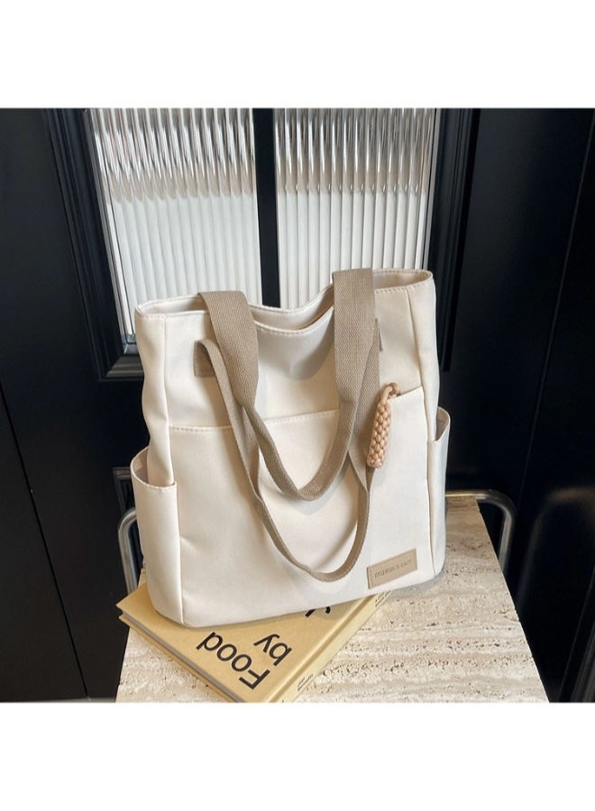 شيبشيب حقيبة توت قماشية (كانفس) بسحّاب ومتعددة الجيوب، حقيبة كتف بسعة كبيرة، للضروريات اليومية والسفر والعمل - Image 1