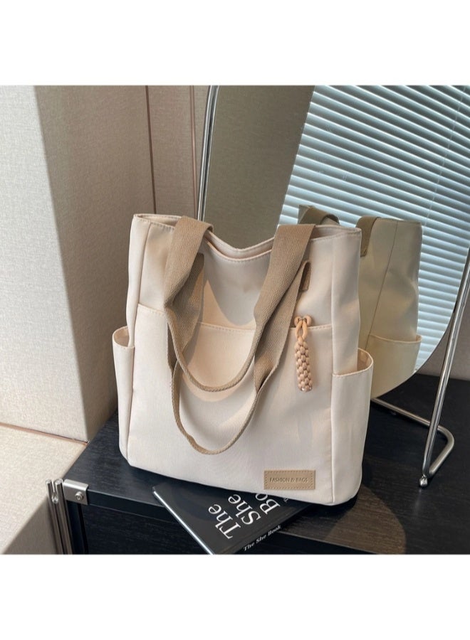 شيبشيب حقيبة توت قماشية (كانفس) بسحّاب ومتعددة الجيوب، حقيبة كتف بسعة كبيرة، للضروريات اليومية والسفر والعمل - Image 2