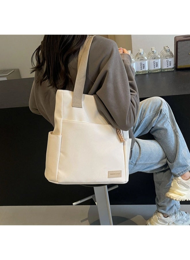 شيبشيب حقيبة توت قماشية (كانفس) بسحّاب ومتعددة الجيوب، حقيبة كتف بسعة كبيرة، للضروريات اليومية والسفر والعمل - Image 3