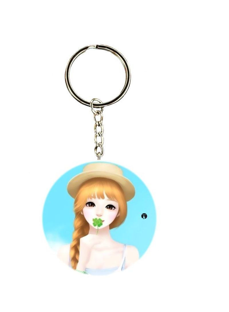 Double Sided Girl Printed Keychain