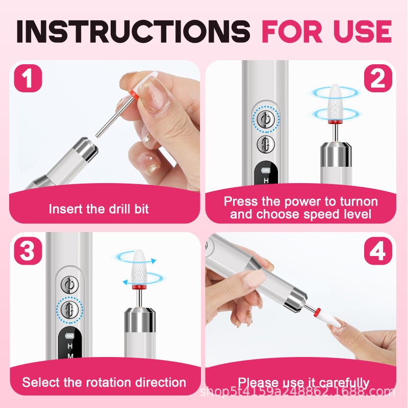 Cross-Border New Portable Nail Polish Grinder Set with Electric Nail File, Nail Clipper, and Nail Drill - Image 3