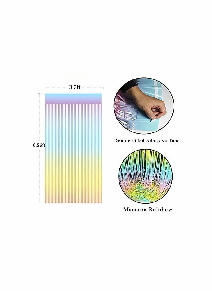 Excefore - Rainbow Foil Fringe Curtain, 2PCS 3.28FT x 6.56FT Metallic Tinsel Door Curtains Photo Booth Backdrop - Image 1