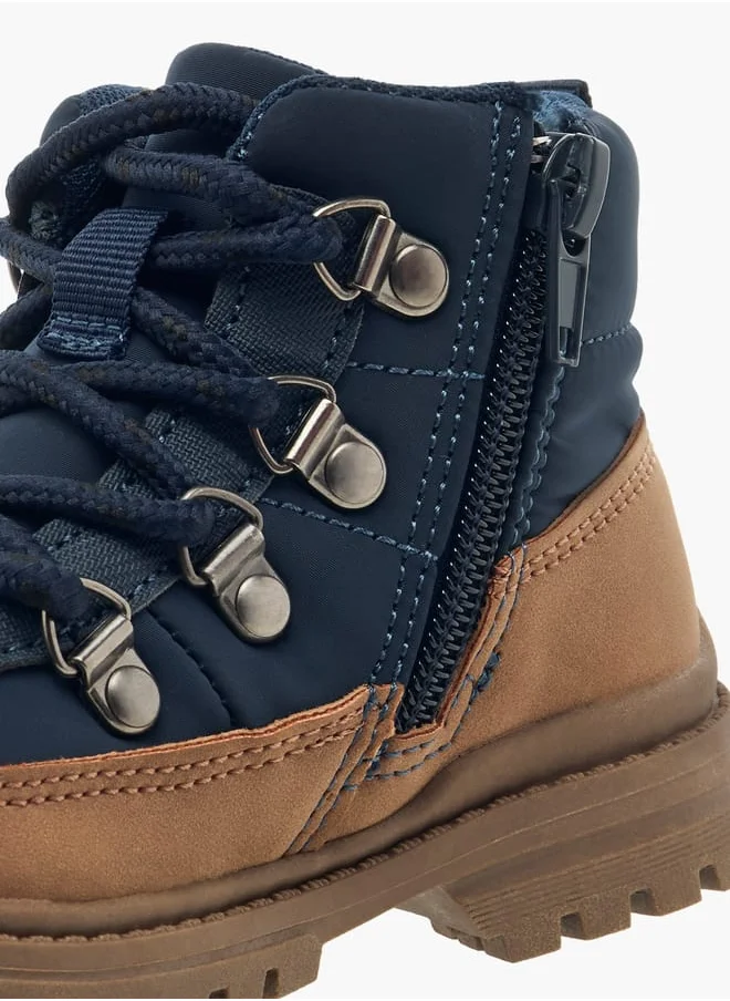 JUNIORS Boys Panelled Ankle Boots with Zip Closure and Pull Tabs