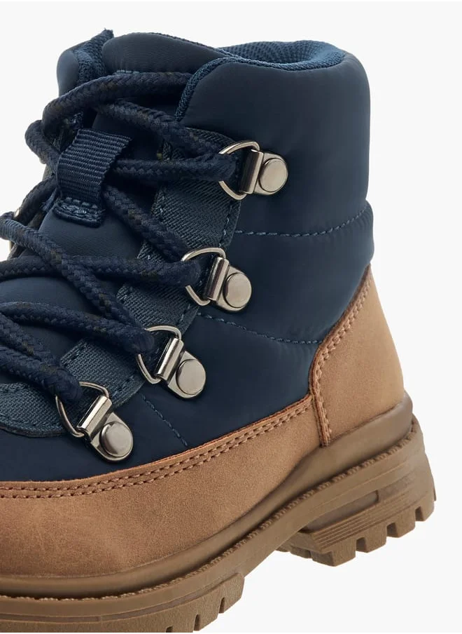 JUNIORS Boys Panelled Ankle Boots with Zip Closure and Pull Tabs