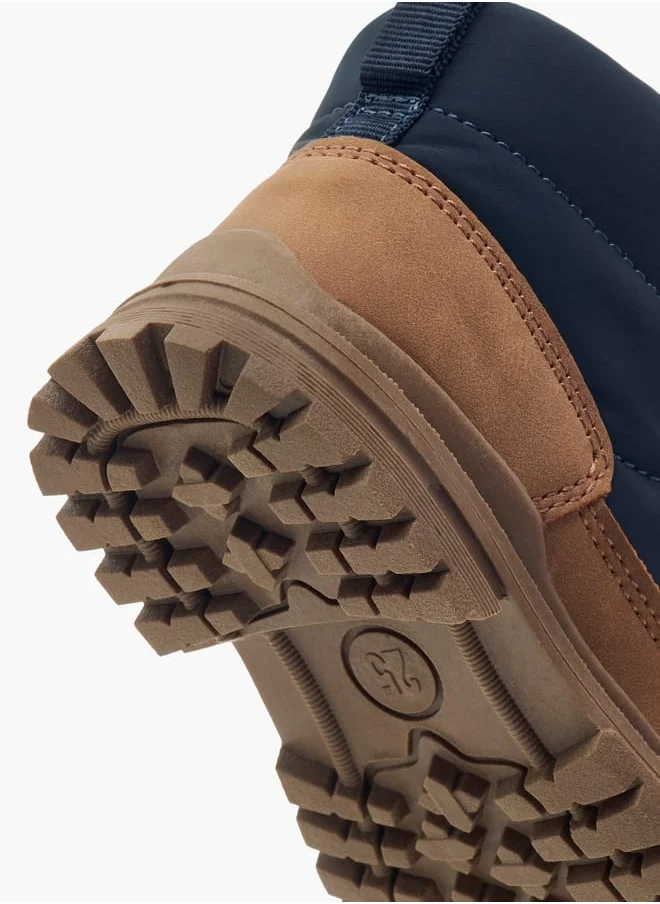 JUNIORS Boys Panelled Ankle Boots with Zip Closure and Pull Tabs
