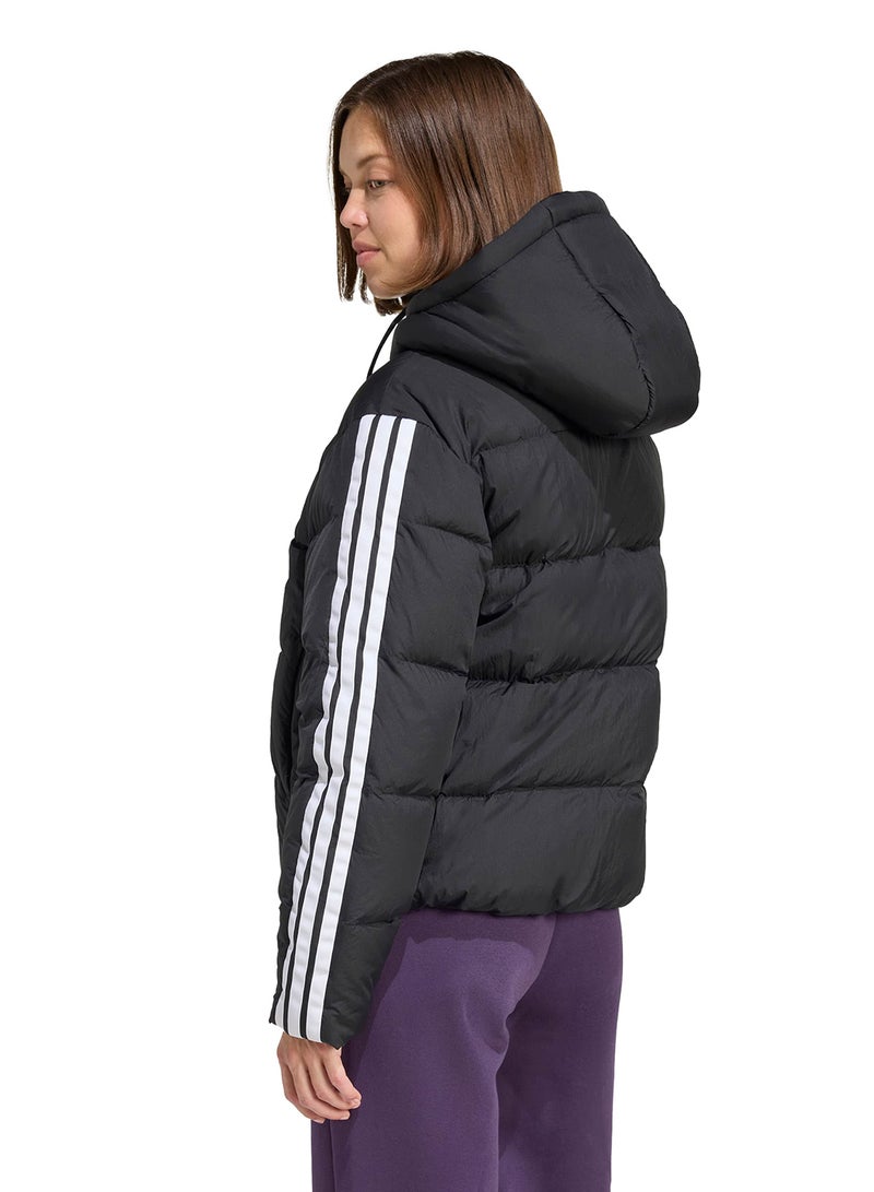 Adidas 3 Stripe Essential Climawarm Puffer Down Hooded Jacket - Image 2