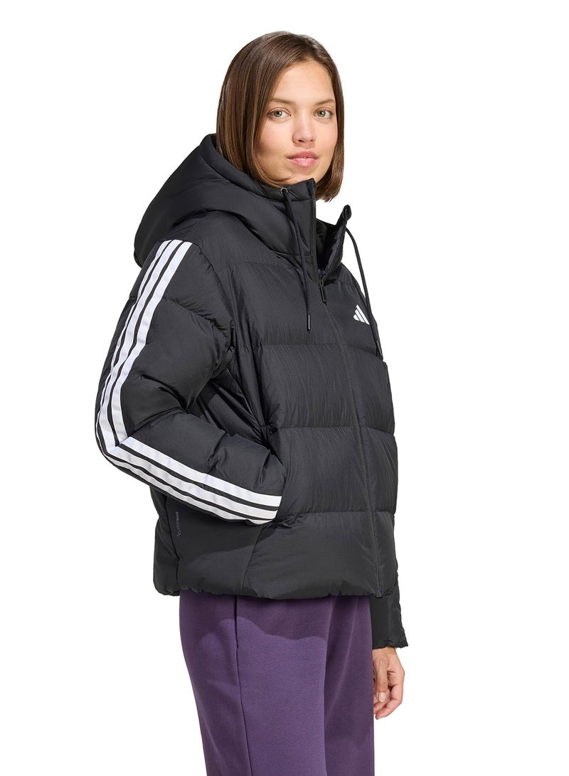 Adidas 3 Stripe Essential Climawarm Puffer Down Hooded Jacket - Image 4