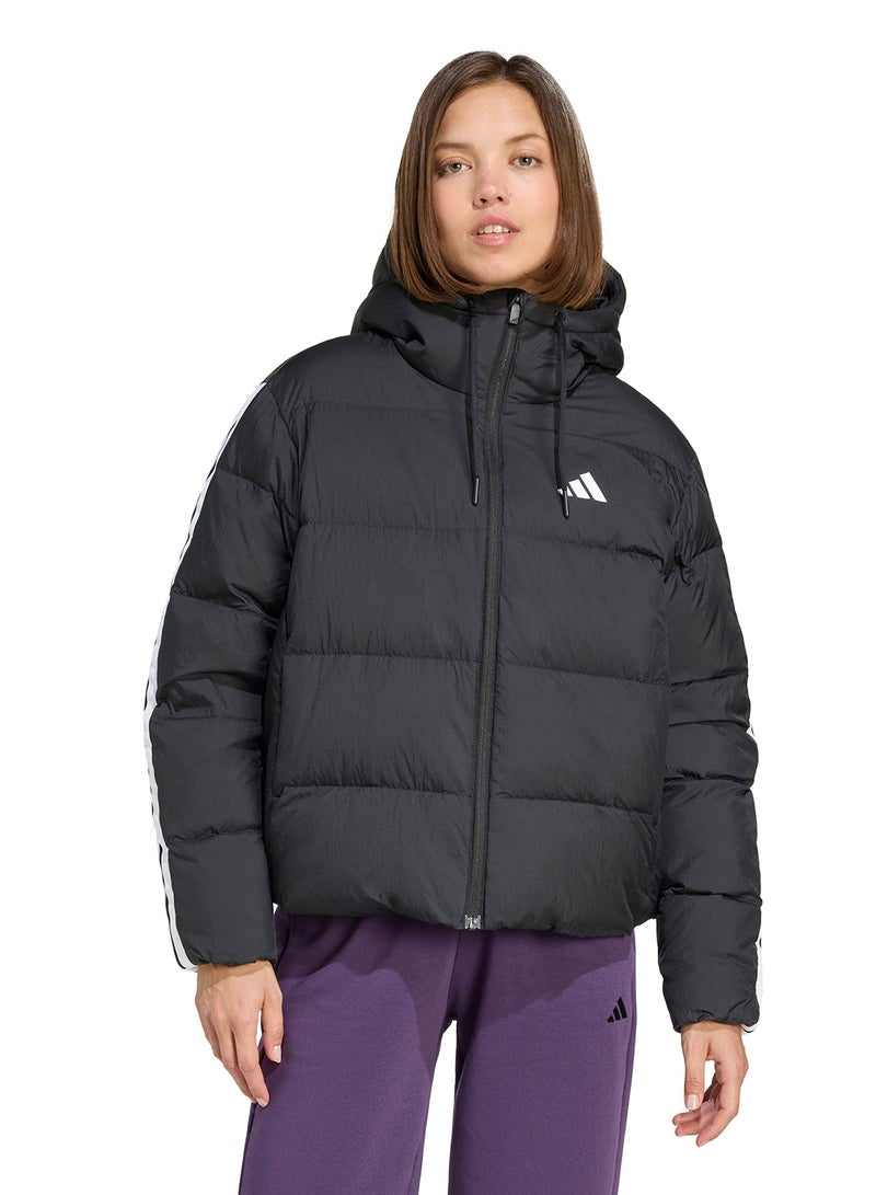 Adidas 3 Stripe Essential Climawarm Puffer Down Hooded Jacket - Image 1