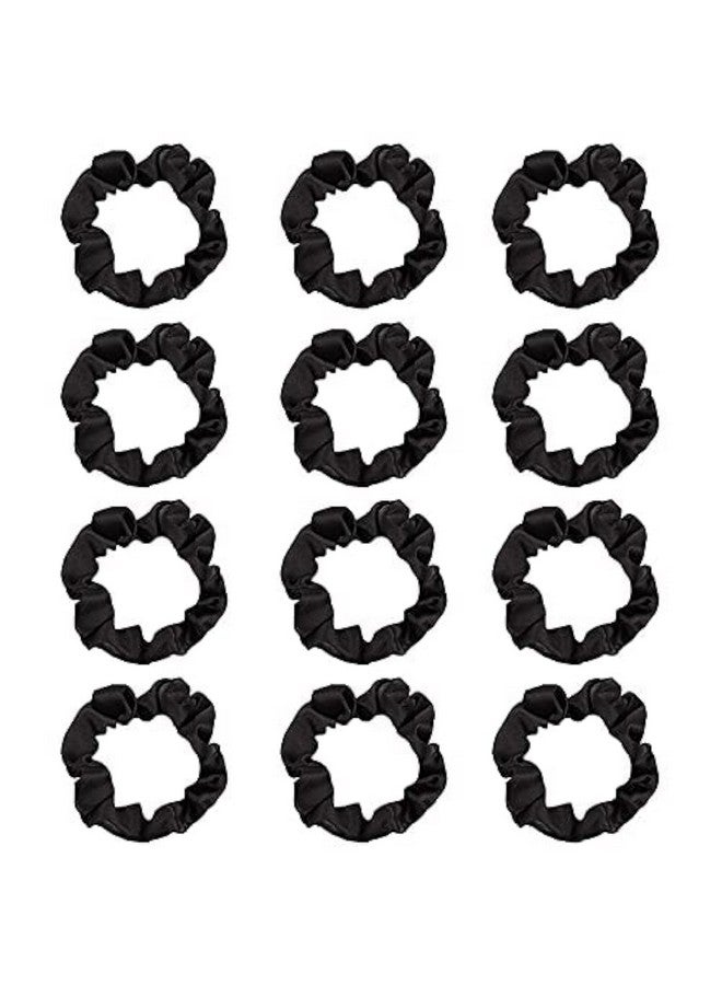 بينج شاو ماي 12 قطعة من ربطات الشعر الساتان، ربطات شعر سوداء، أربطة شعر مرنة، حامل ذيل حصان، إكسسوارات شعر، هدايا للفتيات المراهقات، أشياء عصرية - Image 1