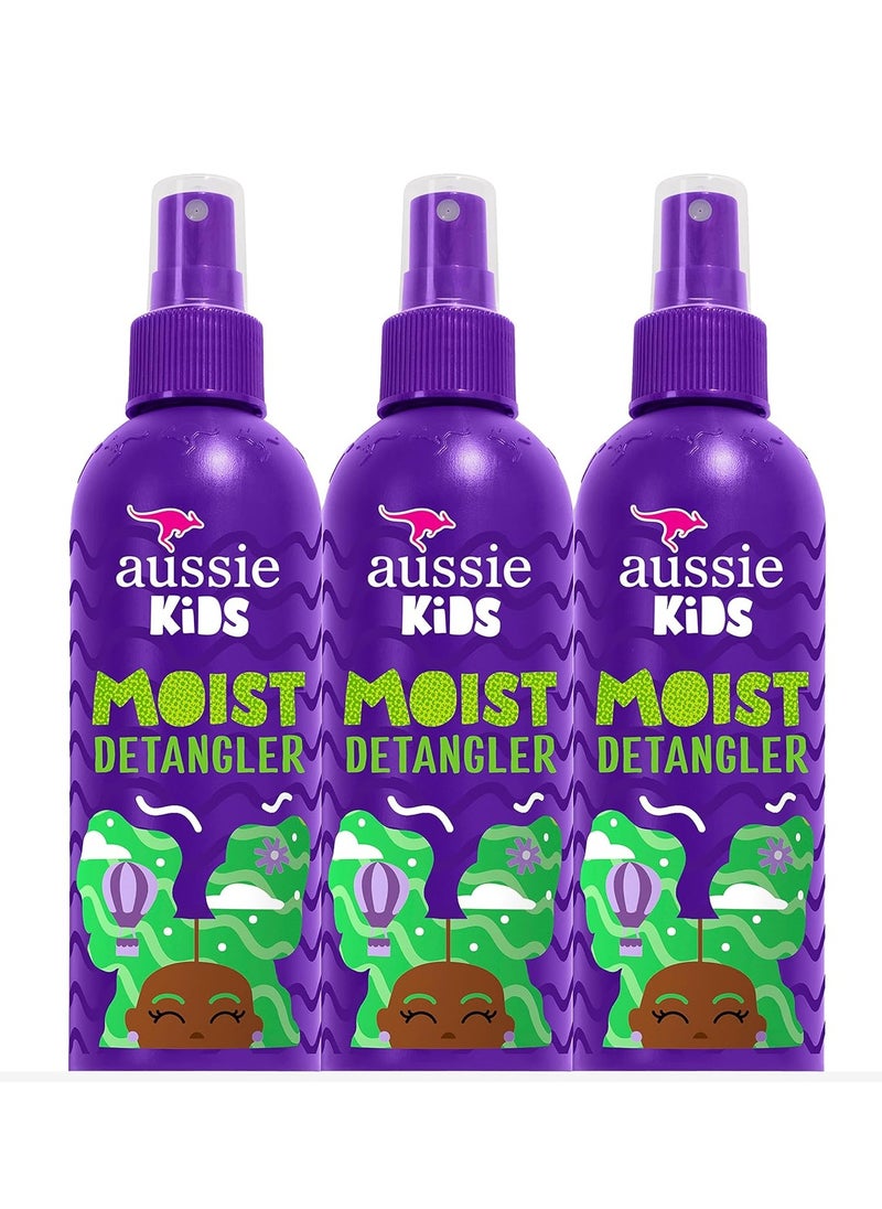 Aussie Aussie Kids Moist Detangler Spray, Sulfate & Paraben Free, Moisturizing & Tangle-Free Hair Care for Kids, Cruelty-Free, 8 Fl Oz Each, 3 Pack  - Image 1