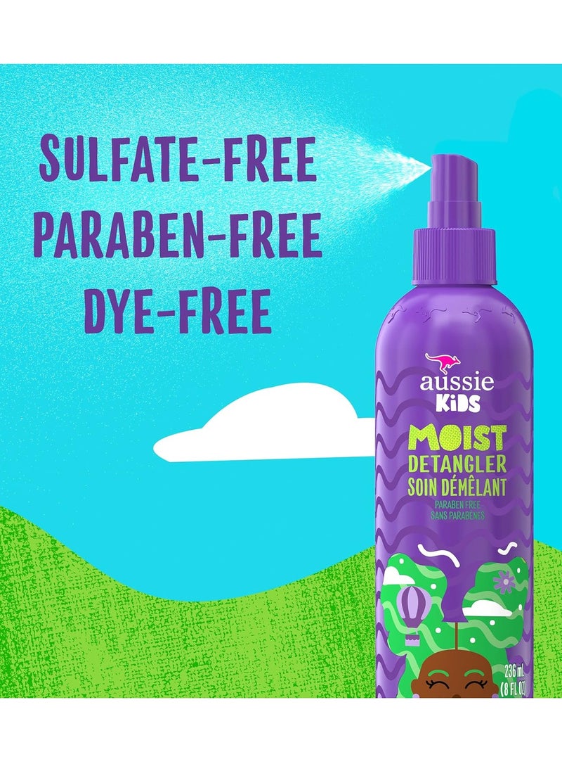 Aussie Aussie Kids Moist Detangler Spray, Sulfate & Paraben Free, Moisturizing & Tangle-Free Hair Care for Kids, Cruelty-Free, 8 Fl Oz Each, 3 Pack  - Image 2