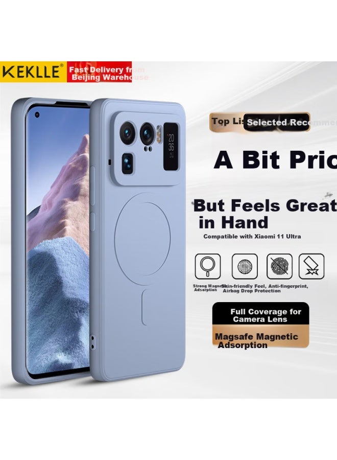 كيكل Keklle غطاء هاتف لـ Xiaomi 11 Ultra، غطاء واقي لـ Xiaomi 11 Ultra، غطاء ناعم سائل من السيليكون المغناطيسي الصديق للبشرة بتغطية كاملة واقي، بنفسجي لافندر - Image 1