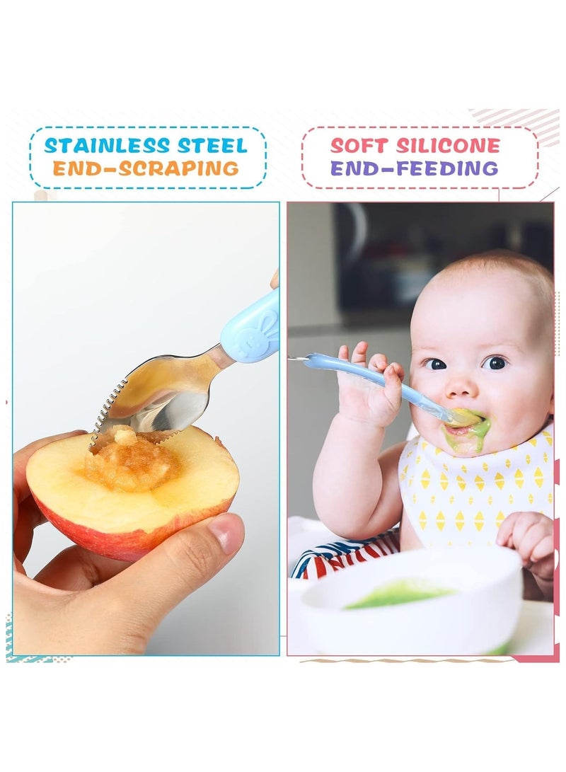 معلقة تغذية الأطفال بمقبض ناعم، من الفولاذ المقاوم للصدأ، باللون الوردي - Image 2