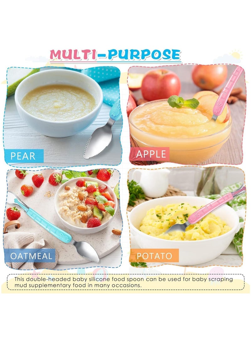 معلقة تغذية الأطفال بمقبض ناعم، من الفولاذ المقاوم للصدأ، باللون الوردي - Image 5