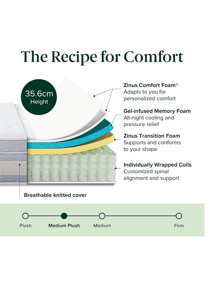 Zinus Cooling Comfort Support Hybrid Mattress, US Queen, Fiberglass Free, Medium Plush, Cooling Motion Isolation, Certified Safe Foams & Fabric, Mattress in A Box (152.4 X 203.2 X 35.6 CM) - Image 5