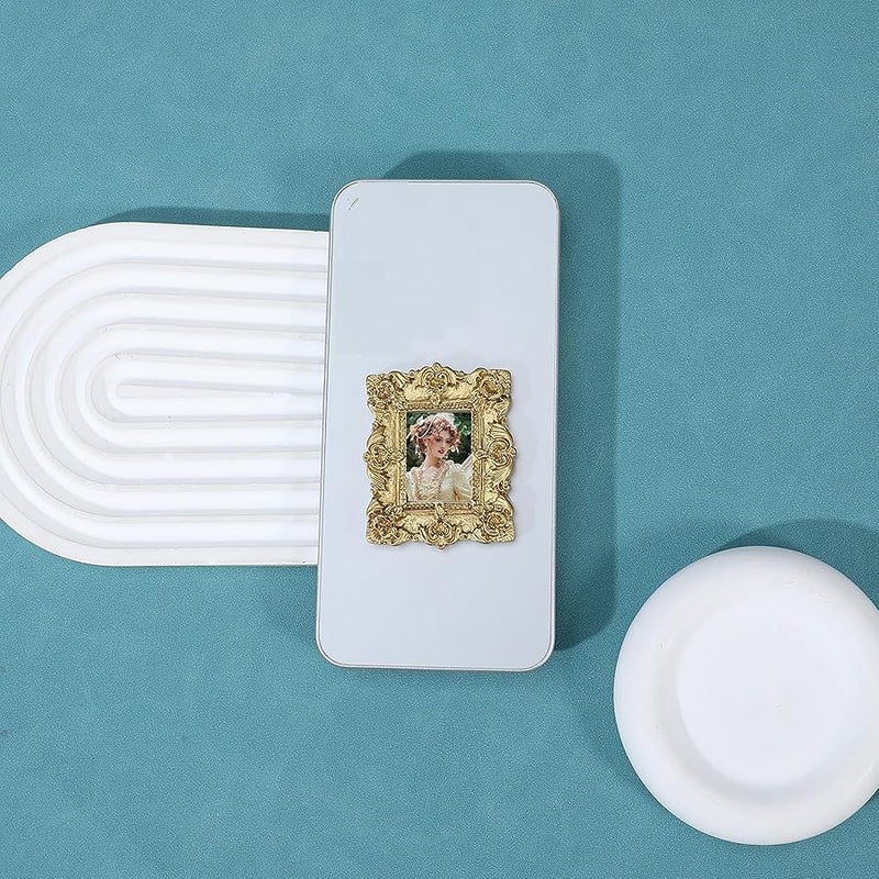 Tyqour 12PCS Mini Gold Picture Frames Vintage Small Antique Resin Picture Frames Oval Rectangle Wall Hanging Display Table Frame for DIY Jewelry  Holiday Party Hotel Decor - Image 5