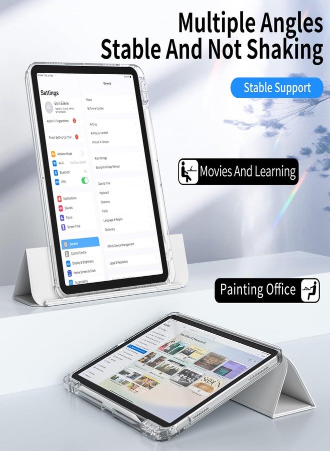kenke جراب KENKE الهجين لجهاز iPad Air مقاس 11 بوصة M3 2025/M2 2024، وجهاز iPad Air من الجيل الخامس/الرابع 2022/2020 مقاس 10.9 بوصة مع حامل قلم، غطاء منزلق قابل للفصل 2 في 1 مع غطاء خلفي شفاف صلب من البولي كربونات، رمادي - Image 4