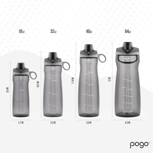 Pogo BPA-Free Tritan Plastic Water Bottle with Chug Lid, 18 Oz, Grey - Image 3