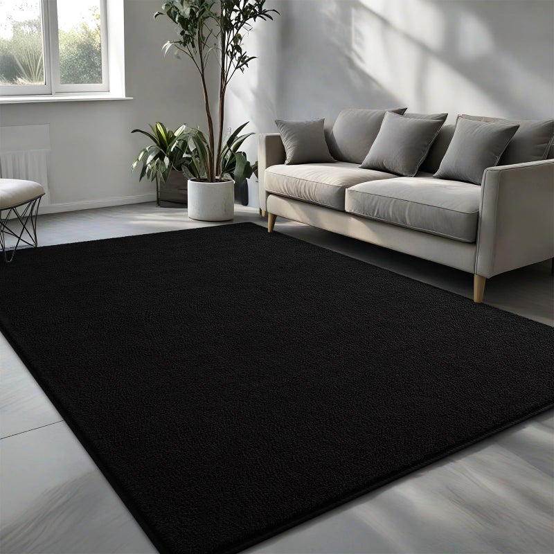 Pettop 4x6 ft Black Area Rugs for Bedroom Living Room, Washable Memory Foam Indoor Carpet, Modern Aesthetic Minimalist Non Slip Soft Comfy Carpet for Boys Girls Dorm Home Decor - Image 2
