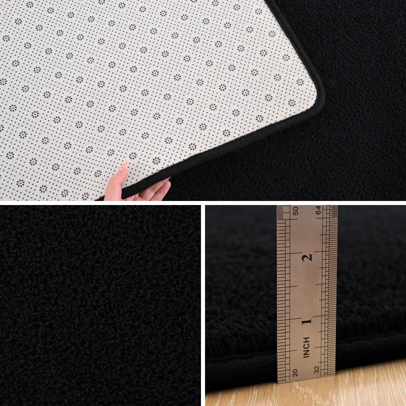 Pettop 4x6 ft Black Area Rugs for Bedroom Living Room, Washable Memory Foam Indoor Carpet, Modern Aesthetic Minimalist Non Slip Soft Comfy Carpet for Boys Girls Dorm Home Decor - Image 4