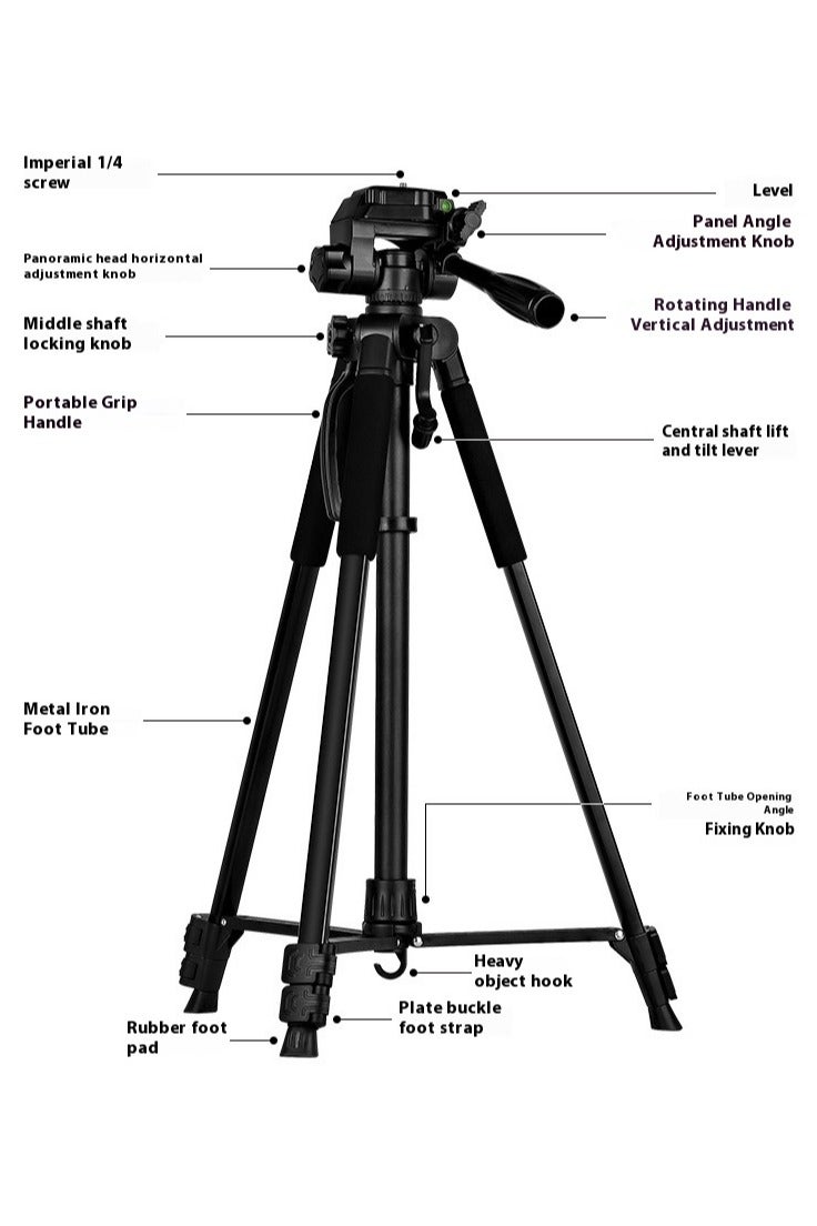 Aluminum Camera Tripod 175cm with Travel Bag & Phone Mount, 1/4” Screw for Phone, Camera, Projector, DSLR/SLR - Image 4