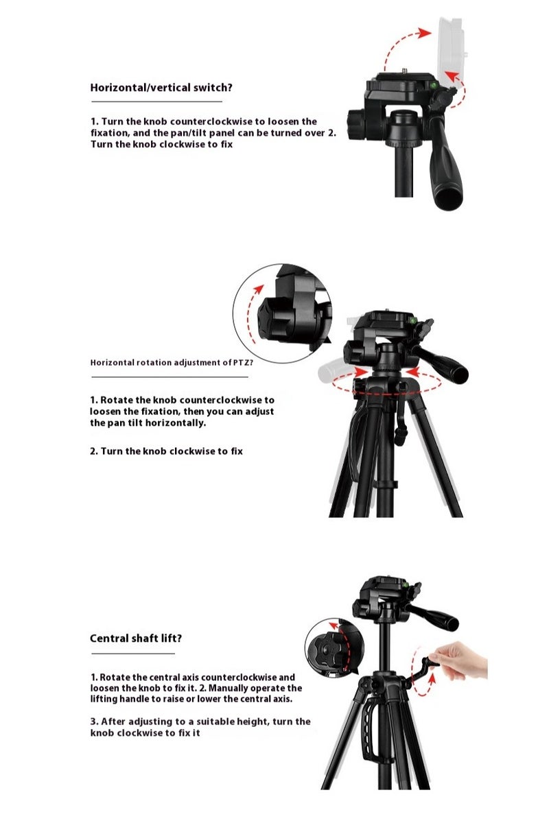 Aluminum Camera Tripod 175cm with Travel Bag & Phone Mount, 1/4” Screw for Phone, Camera, Projector, DSLR/SLR - Image 5