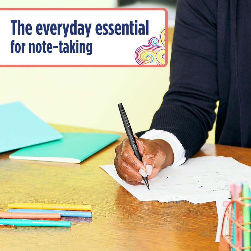 Paper Mate قلم بيبر ميت فليير، رأس متوسط 0.7 مم، أسود، علبة من 12 - Image 2