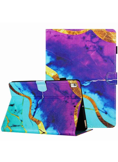 Case Cover For Samsung Galaxy Tab A7 2020 T500 Marble Pattern Stitching Smart Leather Tablet Case Purple Blue