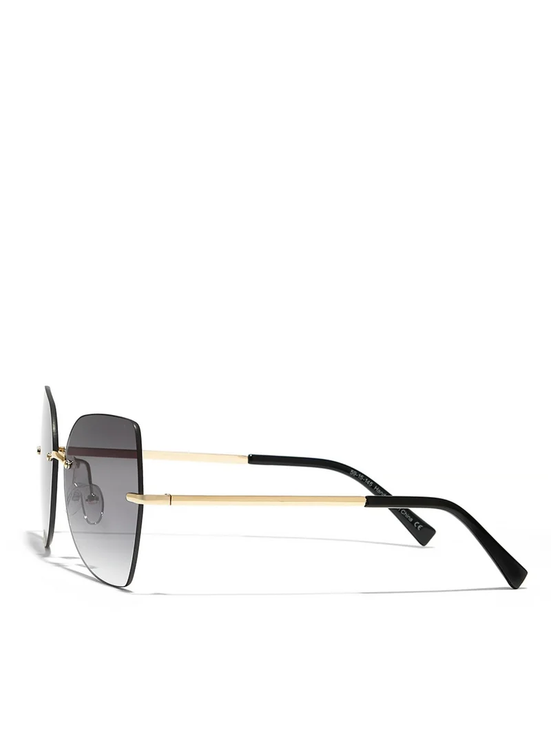 Blackout NAOMI Women Gold Sunglasses - Frame Material: Metal - Frame Color: Gold - Lens Color: Gray - Full Rim