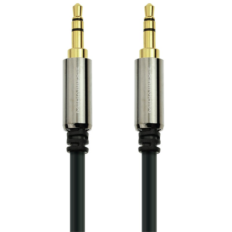 Mediabridge 3.5mm Male To Male Stereo Audio Cable (8 Feet) - Step Down Design for iPhone, iPod, Smartphone, Tablet and MP3 Cases - Image 1