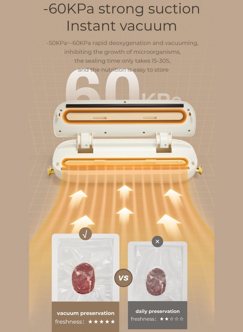 OIDIRE Vacuum Sealer Machine, Automatic Food Sealer, Led Indicator Lights, Dry & Moist Food Modes - Image 3