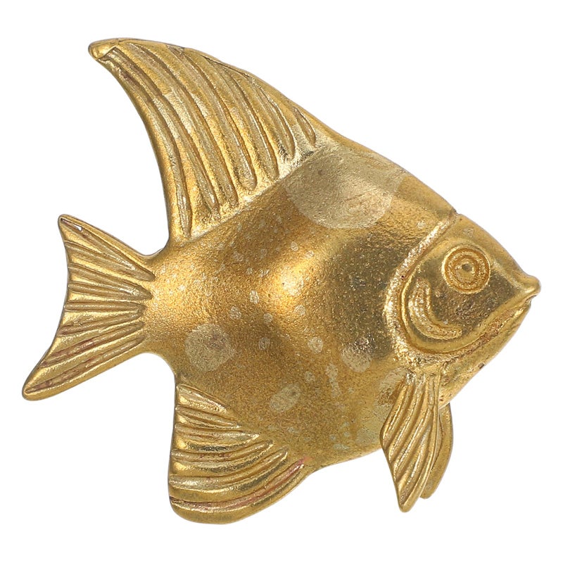 Brass Fish Shape Cabinet Knob Drawer Pull Vintage Animal Hardware For Kitchen Bedroom - Image 2