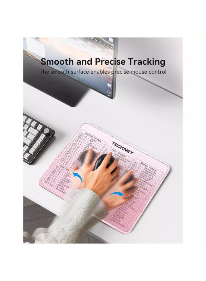 TECKNET Shortcut Mouse Pad – 29.5 × 25 CM Office Mouse Pad with 68 Windows, Excel, Word & PowerPoint Keyboard Shortcuts (pink) - Image 4