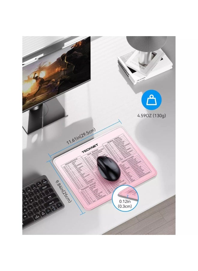 TECKNET Shortcut Mouse Pad – 29.5 × 25 CM Office Mouse Pad with 68 Windows, Excel, Word & PowerPoint Keyboard Shortcuts (pink) - Image 3