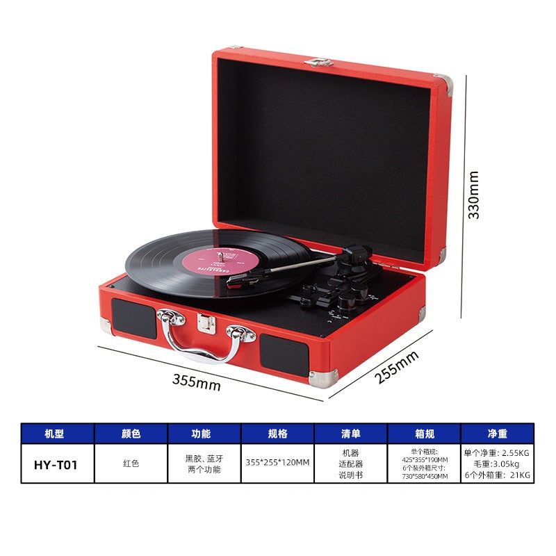 Spot Vinyl Portable Record Player Retro Gramophone Bluetooth Speaker Record Player Portable Wireless Bluetooth Audio - Image 3