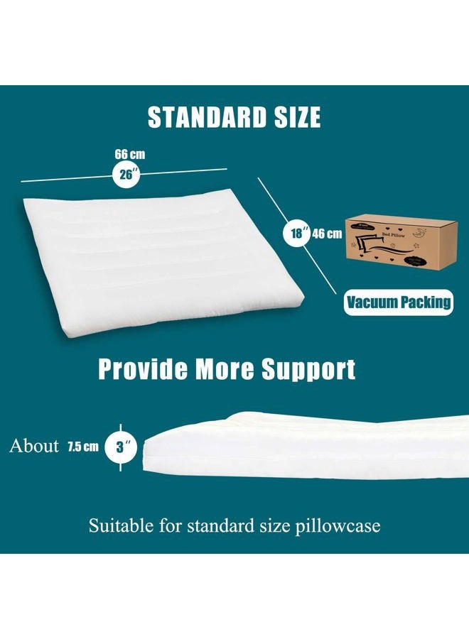 iFaon Ultra Flat Thin Pillows for Sleeping Standard Size, 3" High Slim Bed Pillow for Back Stomach Sleepers Down Alternative Filling Hypoallergenic White 18x26 in - Image 5