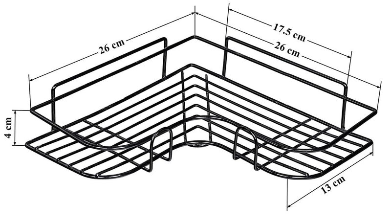 BIRDWING 2 Bathroom Corner Self Adhesive Corner Shelf for Bathroom/Adhesive Shelf for Kitchen with Magic Sticker/Bathroom Organizer Without Drill (GI Metal, Black) - Pack of 2 - Image 2