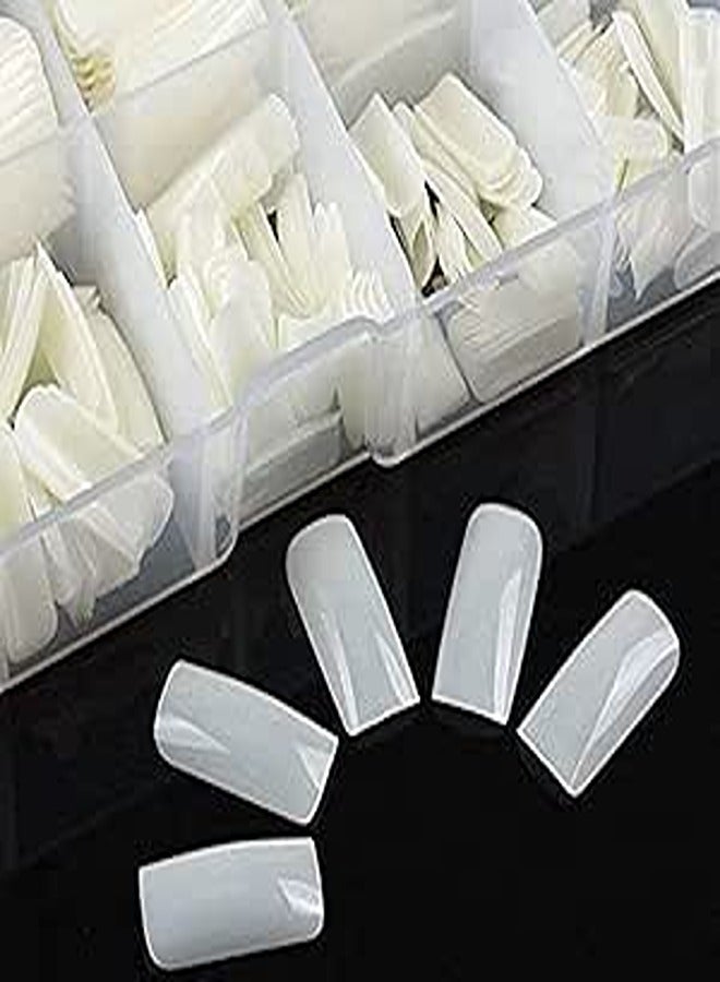 ECBASKET Full Coverage Acrylic Artificial Nails with Box (Natural, 10 Sizes)- 500 Pieces