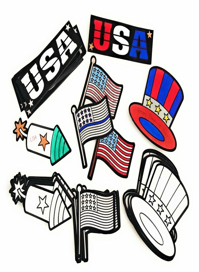 Funiverse Bulk 48 Pack of Patriotic Fuzzy Coloring Magnetic Craft Kits - Ideal for 4th of July, Memorial Day or Veteran's Day - Image 2