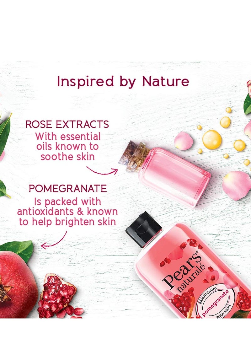 Pears Naturale Brightening Pomegranate Body Wash 250 ml 100% Natural Ingredients Liquid Shower Gel with Rose Extract for Glowing Skin Paraben Free