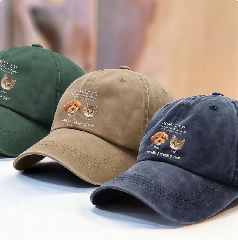 Vintage Baseball Cap with Cat Pattern - Image 3