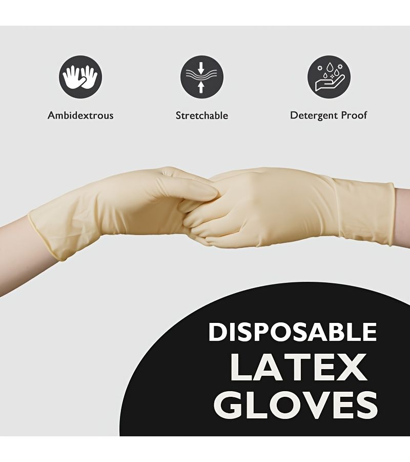 20 قفازات لاتكس disposable مقاس L مقاومة للماء غير قابلة للانزلاق للاستخدام في المطبخ متعددة الأغراض مقاومة للتمزق - Image 1