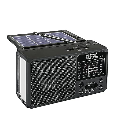 QFX R-37 6-Band (AM, FM, SW1 - SW4) Bluetooth LED Flashlight Solar Radio (2021 Model) - Image 1