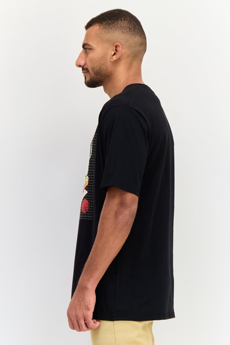 YOTO تي شيرت رجالي بقصة مريحة بأكمام قصيرة وطباعة جرافيك، أسود - Image 4